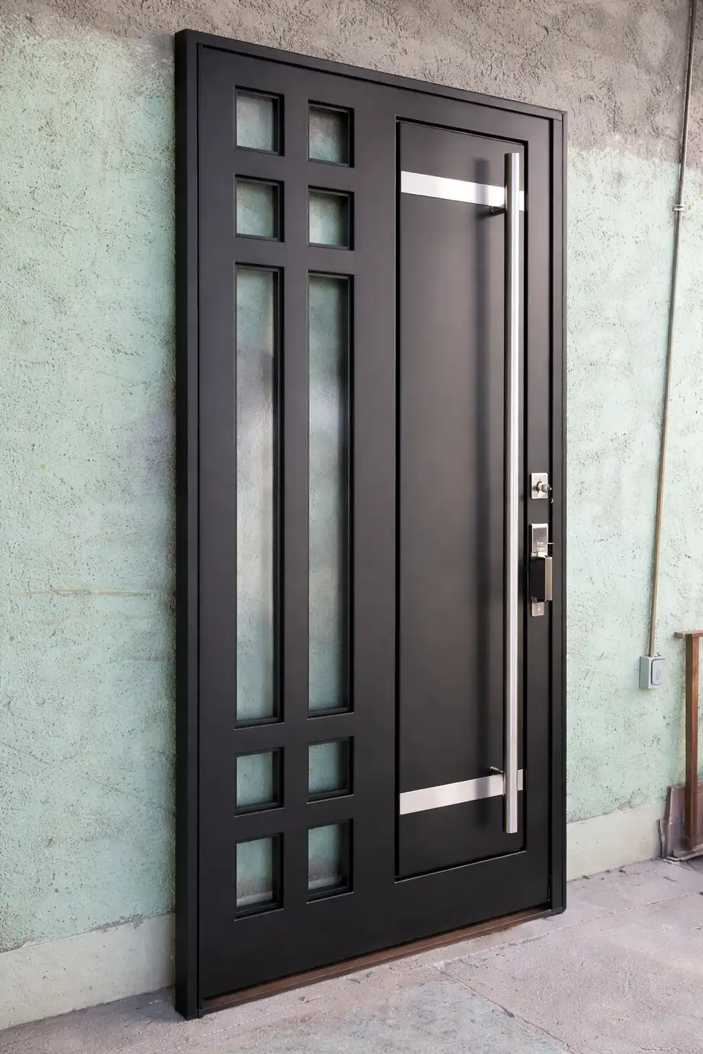 Puerta de hierro con vidrio repartido en Rosario